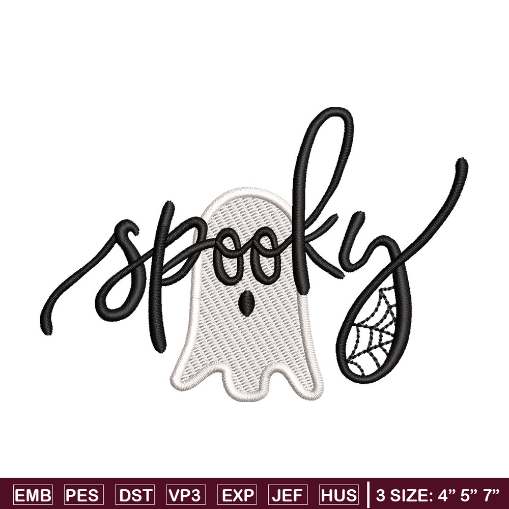 Spooky ghost embroidery design, Spooky embroidery, Emb design, Embroidery shirt, Embroidery file, Digital download.jpg