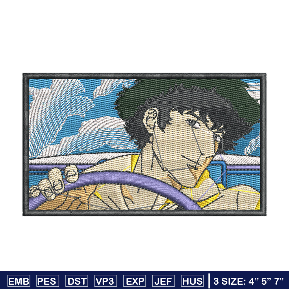 Spike box embroidery design, Cowboy bebop embroidery, Anime design, Embroidery shirt, Embroidery file, Digital download.jpg