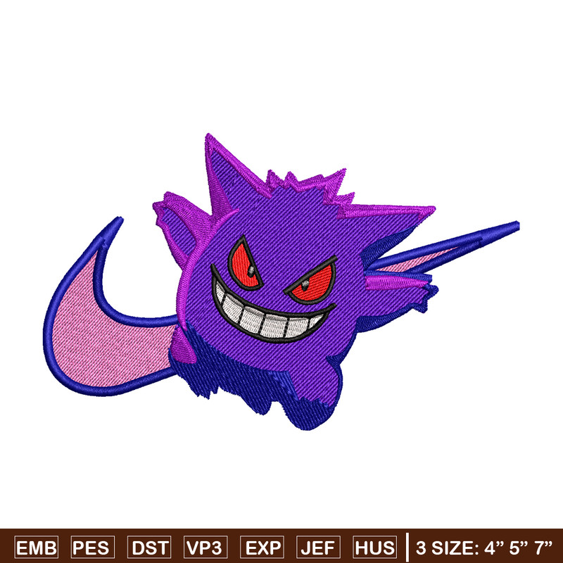 Gengar Nike embroidery design, Pokemon embroidery, nike design, anime design, anime shirt, Digital download.jpg
