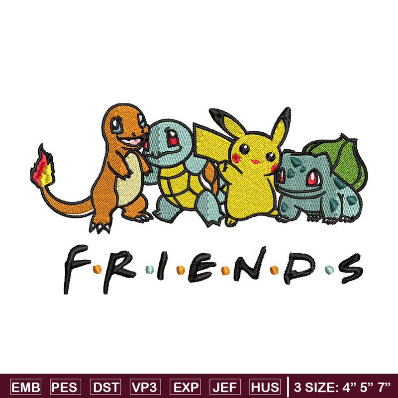 Friends Pokemon embroidery design, Pokemon embroidery, embroidery file, anime design, anime shirt, Digital download.jpg