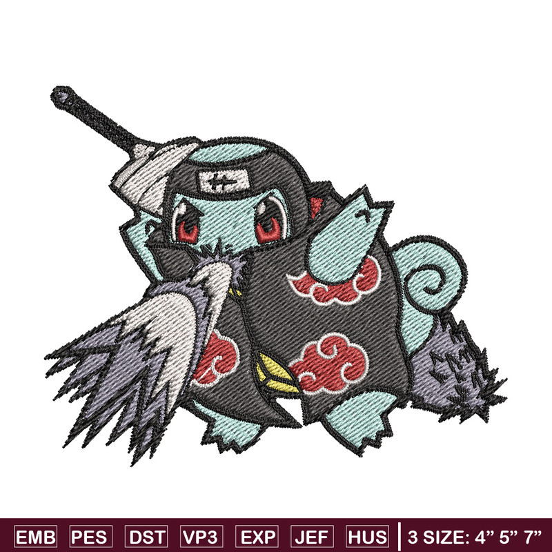 Squirtle kisame embroidery design, Pokemon embroidery, Anime design, Embroidery file, Digital download, Embroidery shirt.jpg
