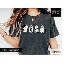 cat ghost halloween shirt, vintage halloween shirt, comfort colors fall shirts for women, retro ghost halloween shirt, g