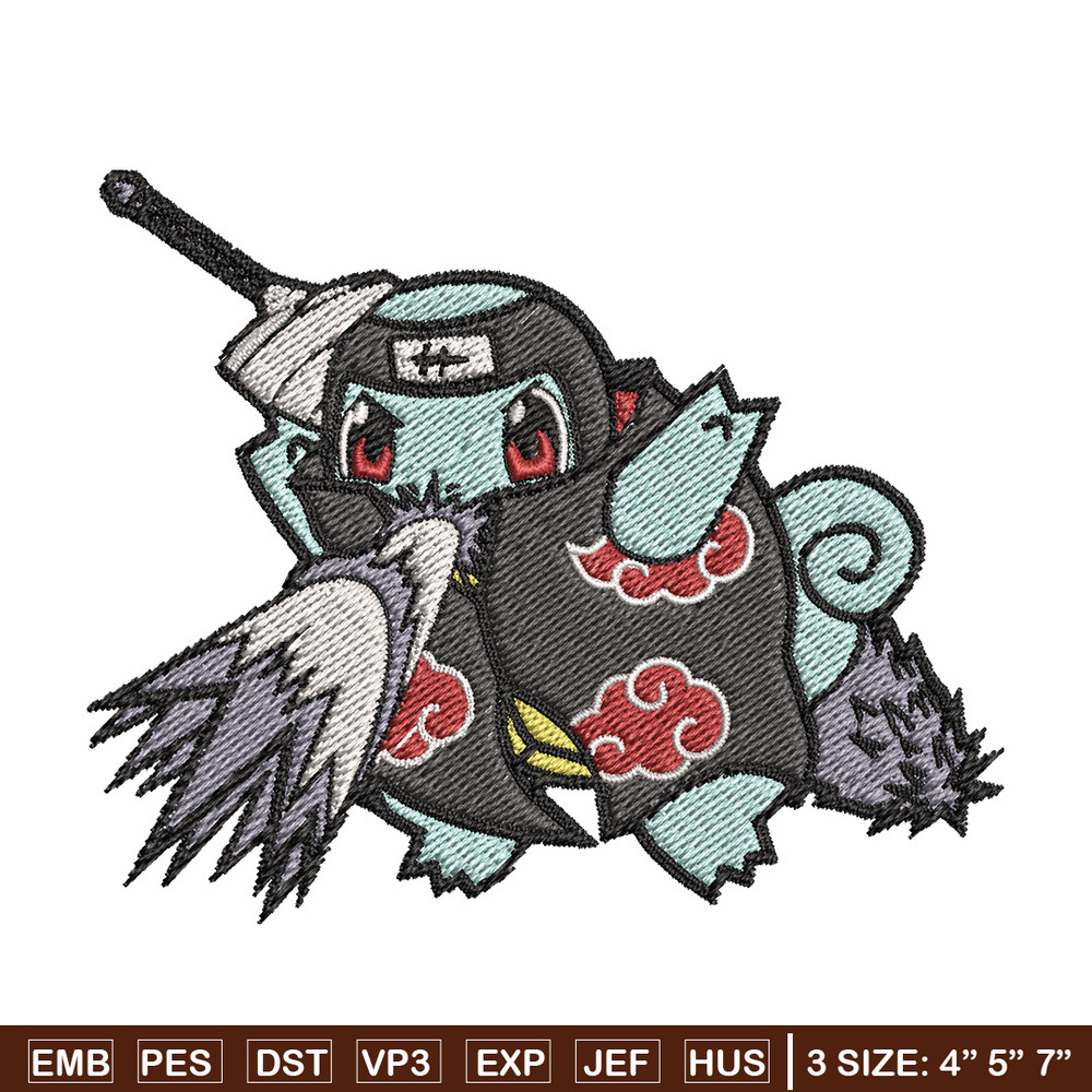 Squirtle kisame embroidery design, Pokemon embroidery, Anime design, Embroidery file, Digital download, Embroidery shirt.jpg