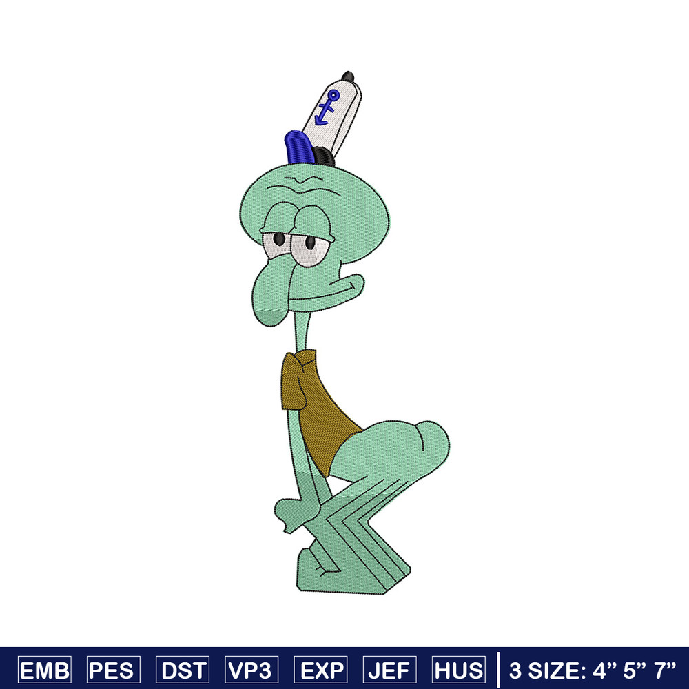 Squidward embroidery design, Spongebob embroidery, Embroidery file, Embroidery shirt, Emb design, Digital download.jpg