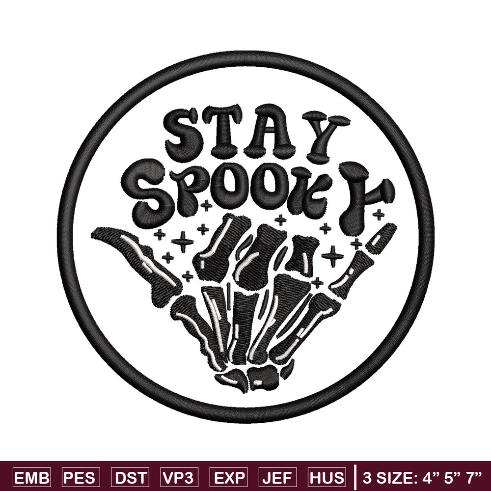 Stay spooky embroidery design, Spooky embroidery, Emb design, Embroidery shirt, Embroidery file, Digital download.jpg