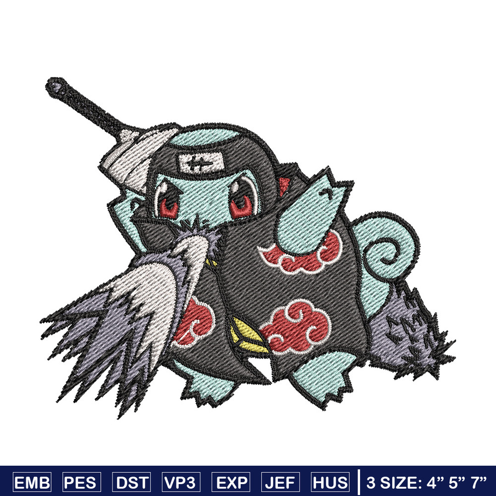 Squirtle kisame embroidery design, Pokemon embroidery, Anime design, Embroidery file, Digital download, Embroidery shirt.jpg
