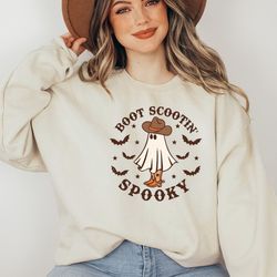 boot scootin spooky sweatshirt, cute spooky sweatshirt, halloween gift, halloween sweatshirt,cowboy ghost shirt,western