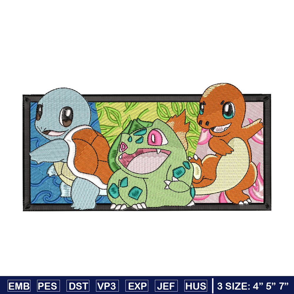 Starter Gen 1 embroidery design, Pokemon embroidery, Anime design, Embroidery shirt, Embroidery file, Digital download.jpg