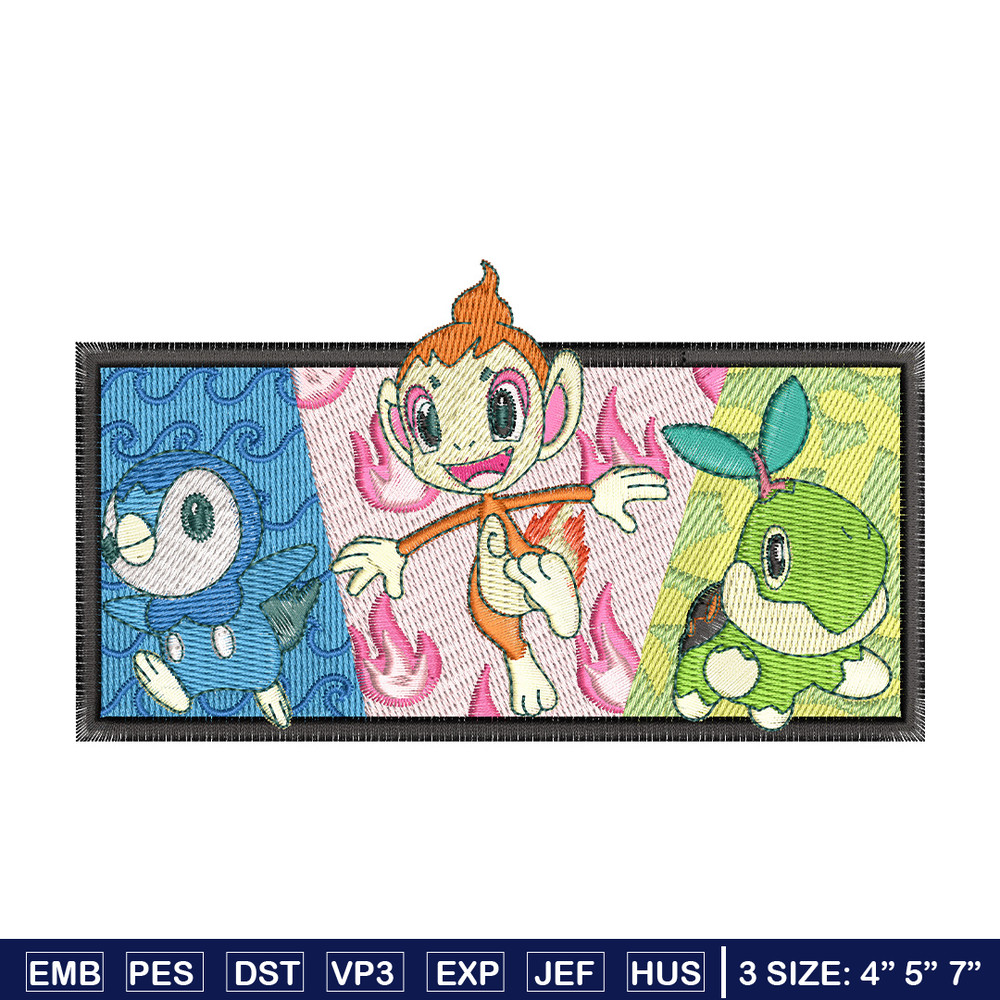 Starter Gen 4 embroidery design, Pokemon embroidery, Anime design, Embroidery shirt, Embroidery file, Digital download.jpg