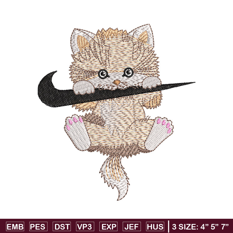 Swoosh cat embroidery design, Cat embroidery, Nike design, Embroidery file, Embroidery shirt, Digital download.jpg