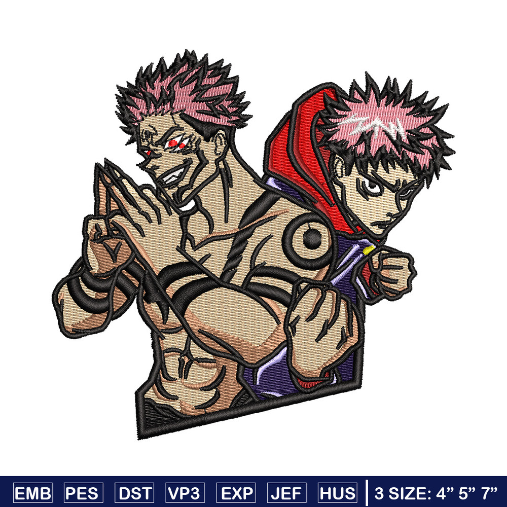 Sukuna x yuji embroidery design, Jujutsu embroidery, Anime design, Embroidery shirt, Embroidery file, Digital download.jpg