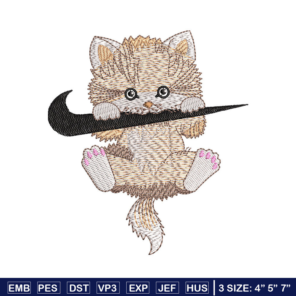 Swoosh cat embroidery design, Cat embroidery, Nike design, Embroidery file, Embroidery shirt, Digital download.jpg
