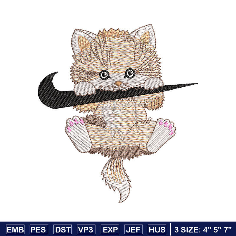 Swoosh cat embroidery design, Cat embroidery, Nike design, Embroidery file, Embroidery shirt, Digital download.jpg