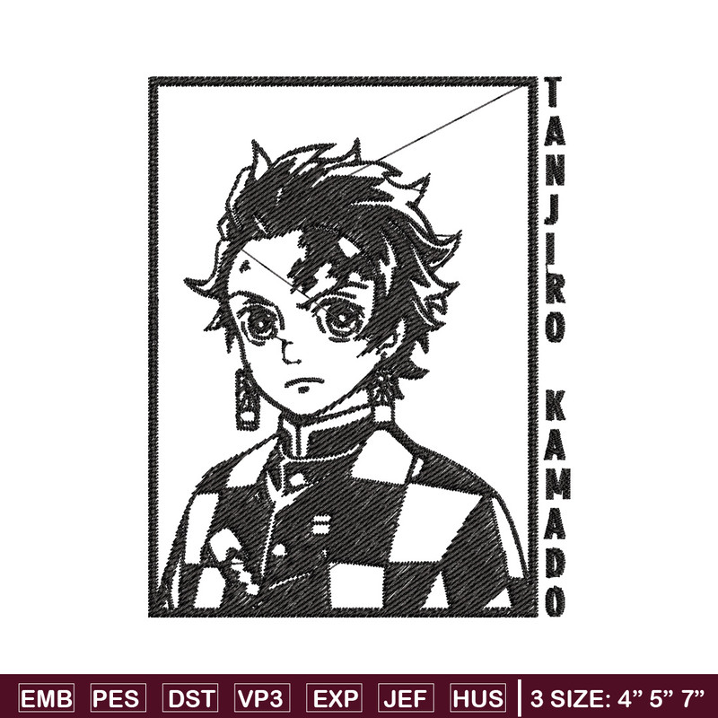 Tanjiro black embroidery design, Tanjiro embroidery, Embroidery shirt, Embroidery file, Anime design, Digital download.jpg
