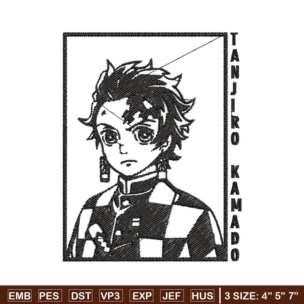 Tanjiro black embroidery design, Tanjiro embroidery, Embroidery shirt, Embroidery file, Anime design, Digital download.jpg