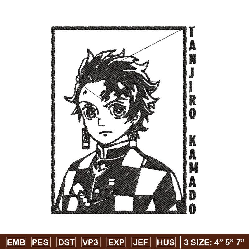 Tanjiro black embroidery design, Tanjiro embroidery, Embroidery shirt, Embroidery file, Anime design, Digital download.jpg
