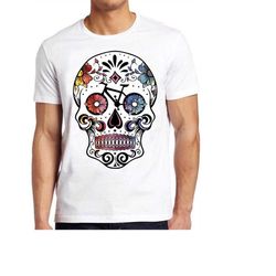 skull bicycle  t shirt  skeleton bike sugar skull bikes watercolor funny  cool gift tee 476