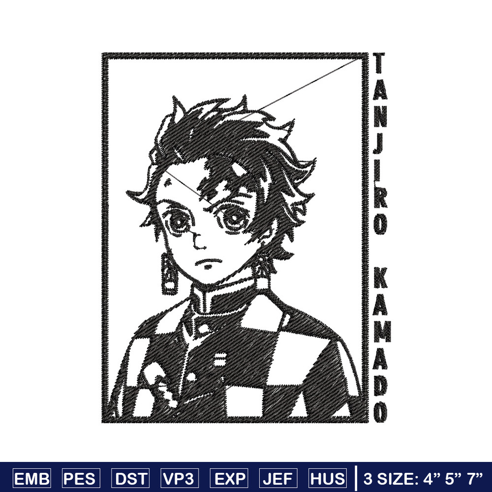 Tanjiro black embroidery design, Tanjiro embroidery, Embroidery shirt, Embroidery file, Anime design, Digital download.jpg