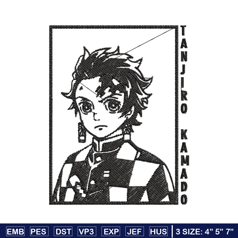 Tanjiro black embroidery design, Tanjiro embroidery, Embroidery shirt, Embroidery file, Anime design, Digital download.jpg