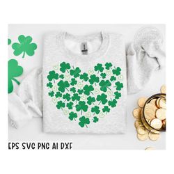 st. patrick's day heart svg, clover leaf svg, shamrock svg, irish svg, clover svg, saint patrick's day, lucky svg, cut f