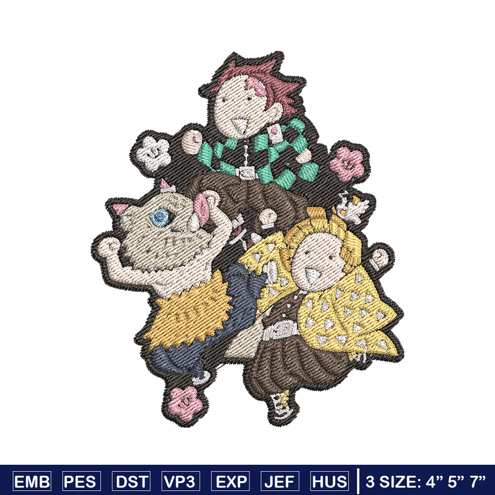 Tanjiro friends embroidery design, Tanjiro embroidery, Embroidery shirt, Embroidery file, Anime design, Digital download.jpg
