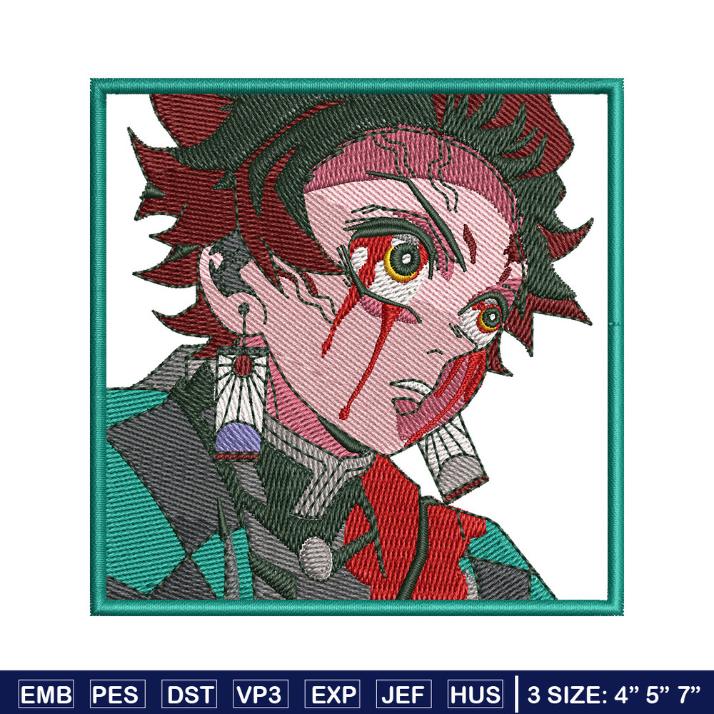Tanjiro green embroidery design, Tanjiro embroidery, Anime design, Embroidery shirt, Embroidery file, Digital download.jpg