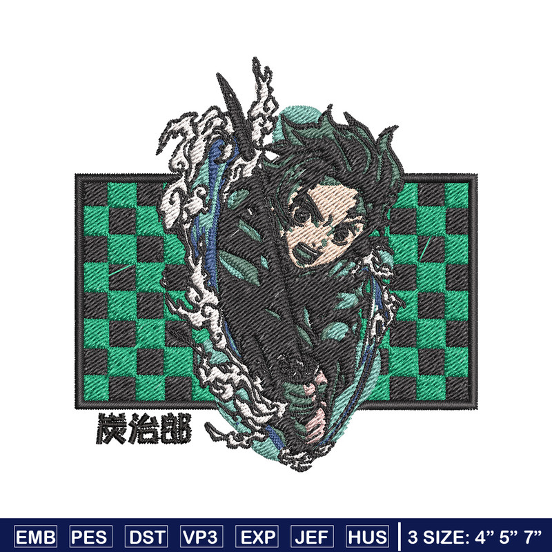 Tanjiro green embroidery design, Tanjiro embroidery, Embroidery shirt, Embroidery file, Anime design, Digital download.jpg