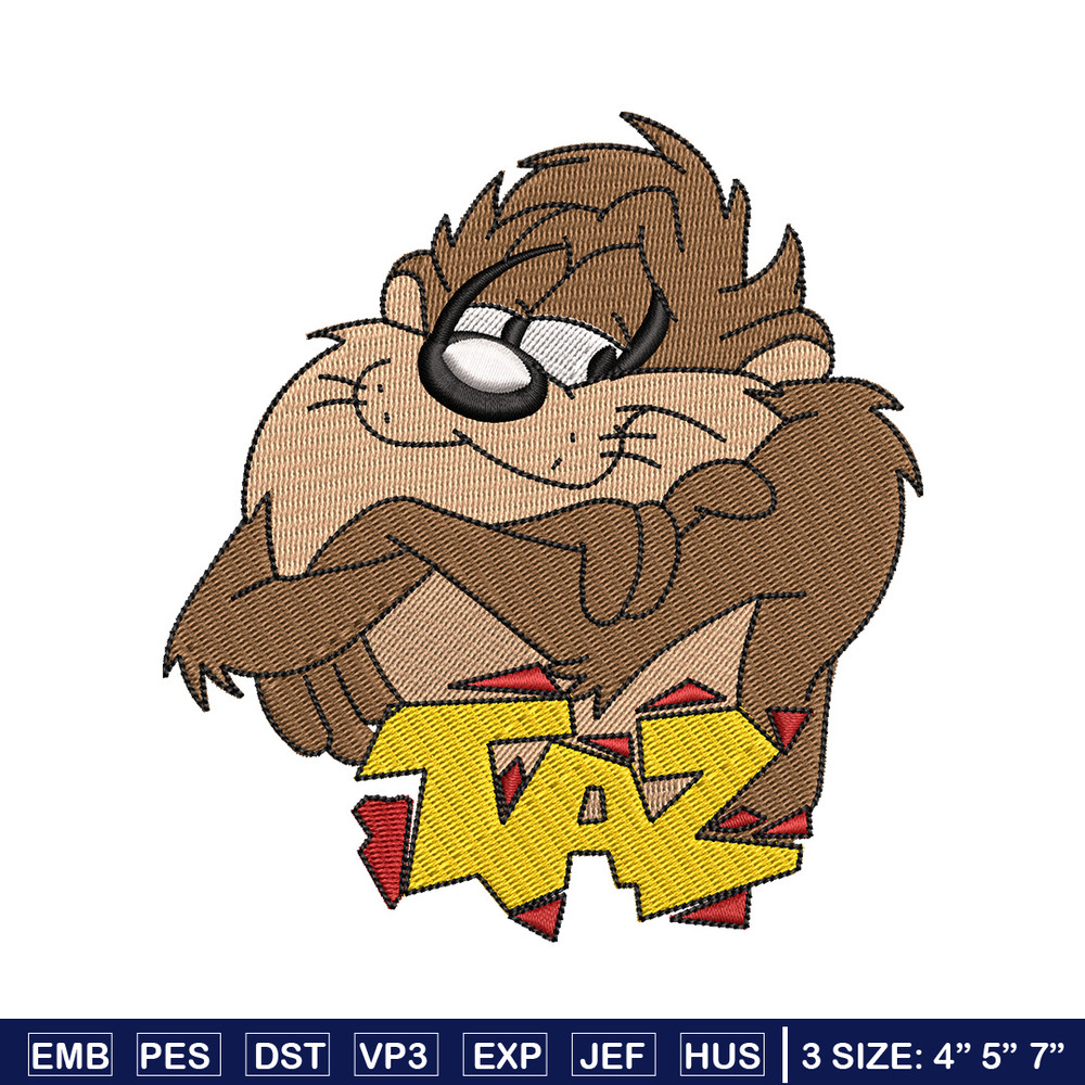 Taz embroidery design, Taz embroidery, Emb design, Embroidery shirt, Embroidery file, Digital download.jpg