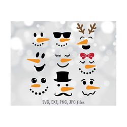 snowman face svg file, snowman dxf, snowmen cut file, face clipart, christmas svg, christmas cut file, cricut, silhouett