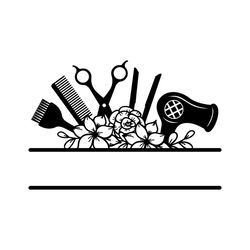 floral hairdresser monogram frame svg / monogram svg / hairstylist svg / cut file / cricut / commercial use / instant do