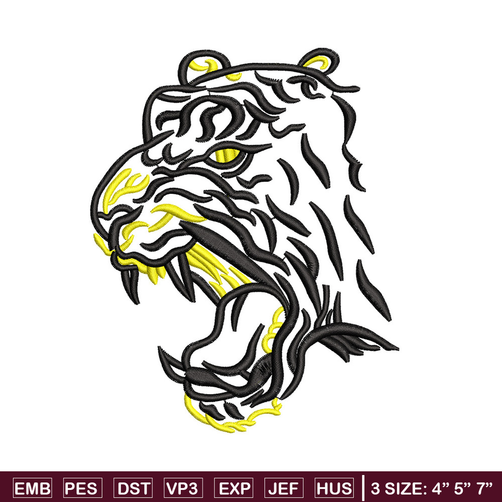Tiger face embroidery design, Tiger embroidery, Emb design, Embroidery shirt, Embroidery file, Digital download.jpg