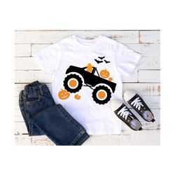 halloween truck svg, kids halloween svg, boy halloween shirt svg file, ghost, pumpkin, bats, monster truck svg, cricut &