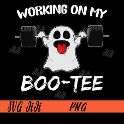 Working On My Boo Tee PNG, Ghost Workout Gym Halloween PNG