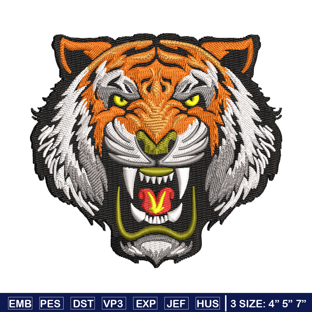 Tiger face embroidery design, Tiger embroidery, Embroidery file, Embroidery shirt, Emb design, Digital download.jpg