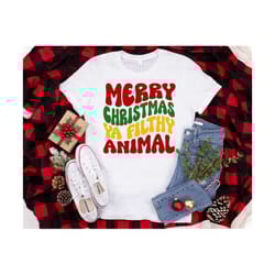 merry christmas ya filthy animal svg, funny christmas svg, sassy holiday svg, filthy animal christmas shirt svg | silhou