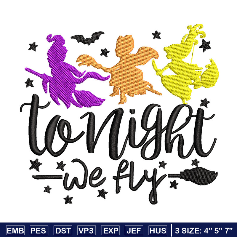 To night we fly embroidery design, Halloween embroidery, Emb design, Embroidery shirt, Embroidery file, Digital download.jpg