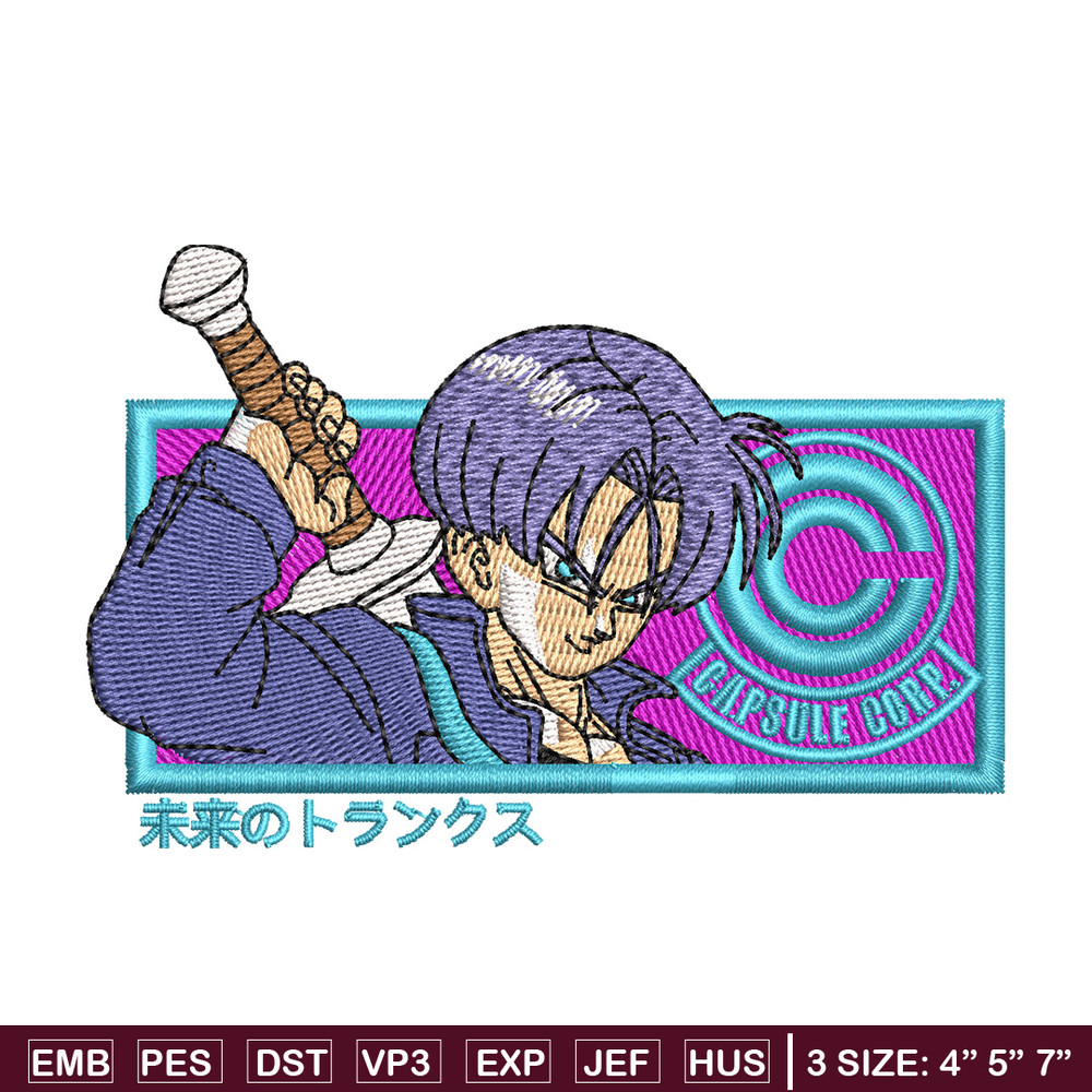 Trunk future embroidery design, Dragonball embroidery, Anime design, Embroidery shirt, Embroidery file, Digital download.jpg