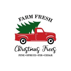 farm fresh christmas trees svg, christmas farm truck svg, christmas truck svg, retro vintage svg, red truck tree farm si