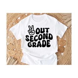 peace out 2nd grade svg, last day of second grade svg, 2nd grade graduation svg, wavy peace out second grade svg