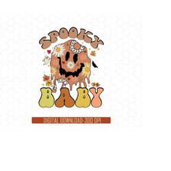 Spooky Baby Sublimation Png,  Retro Halloween Png, Spooky Season Png, Cute Ghost Png, Groovy Halloween Sublimation, Hipp