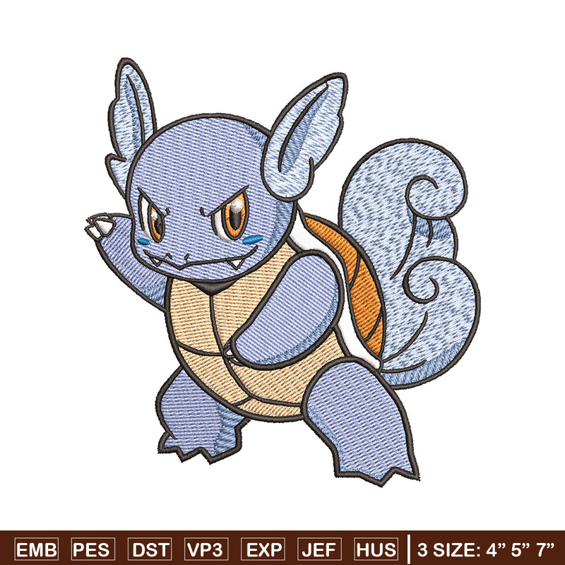 Wartortle embroidery design, Pokemon embroidery, Anime design, Embroidery shirt, Embroidery file, Digital download.jpg