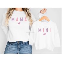 Matching Mama and Mini Easter Sweatshirts, Mommy and Me Easter Sweaters, Family Easter Shirts, Mom Daughter Shirts, Bunn