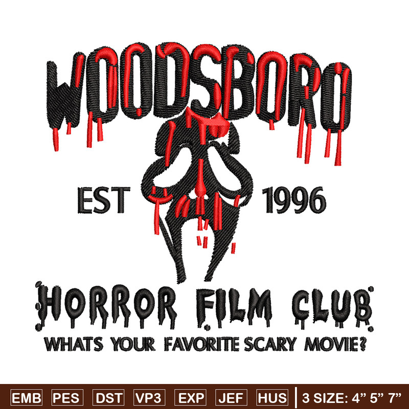 Woodsboro embroidery design, Horror film embroidery, Emb design, Embroidery shirt, Embroidery file, Digital download.jpg