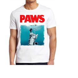 paws jaws cat fun pet lover best gift funshirt funny kitten kitty katze weie hai top tee t shirt 930