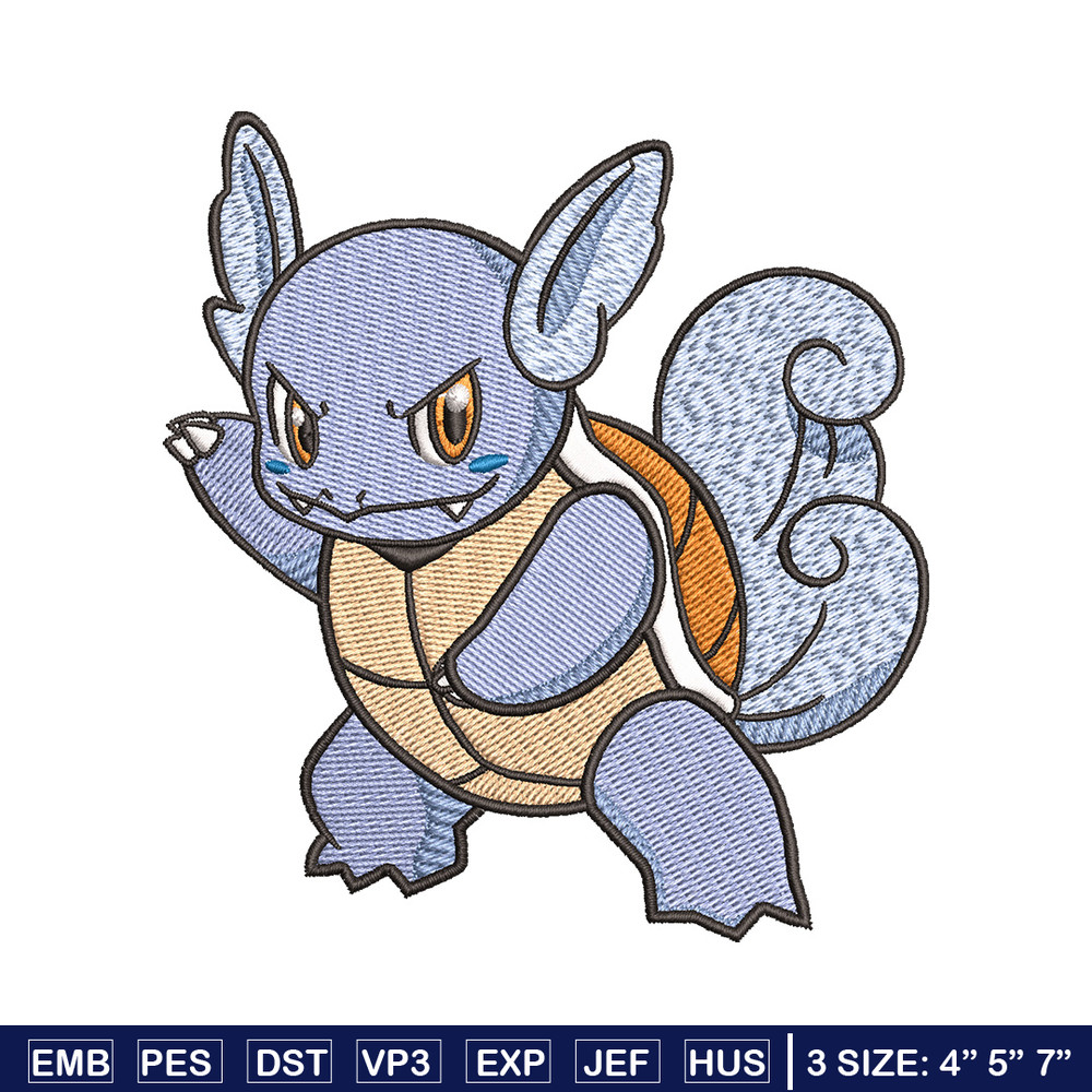 Wartortle embroidery design, Pokemon embroidery, Anime design, Embroidery shirt, Embroidery file, Digital download.jpg