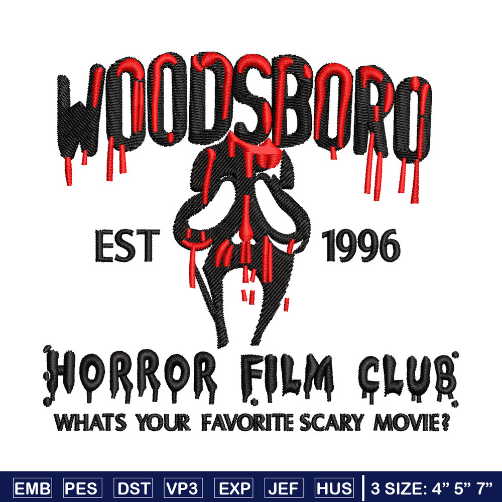 Woodsboro embroidery design, Horror film embroidery, Emb design, Embroidery shirt, Embroidery file, Digital download.jpg