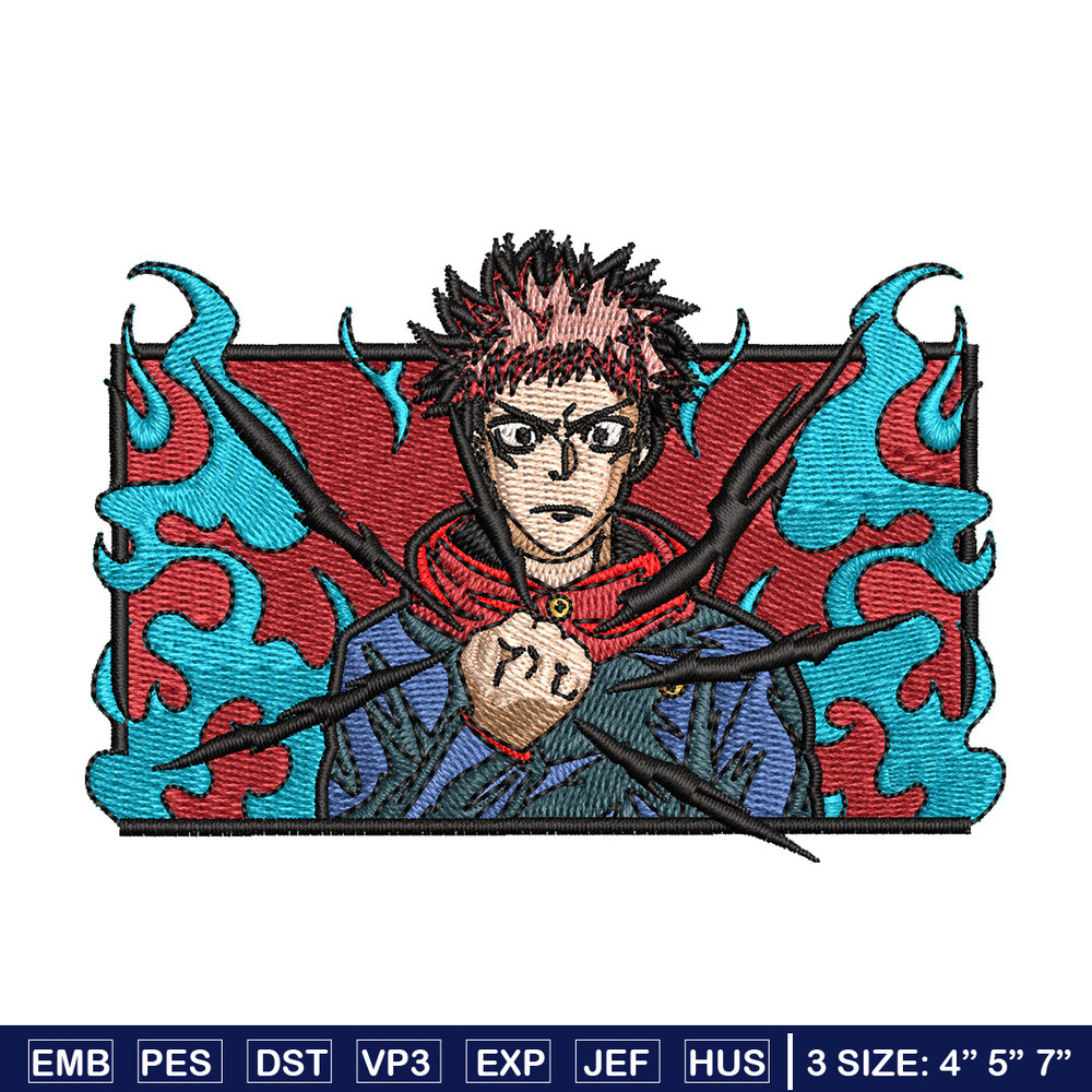 Yuji frame embroidery design, Jujutsu embroidery, Anime design, Embroidery shirt, Embroidery file, Digital download.jpg