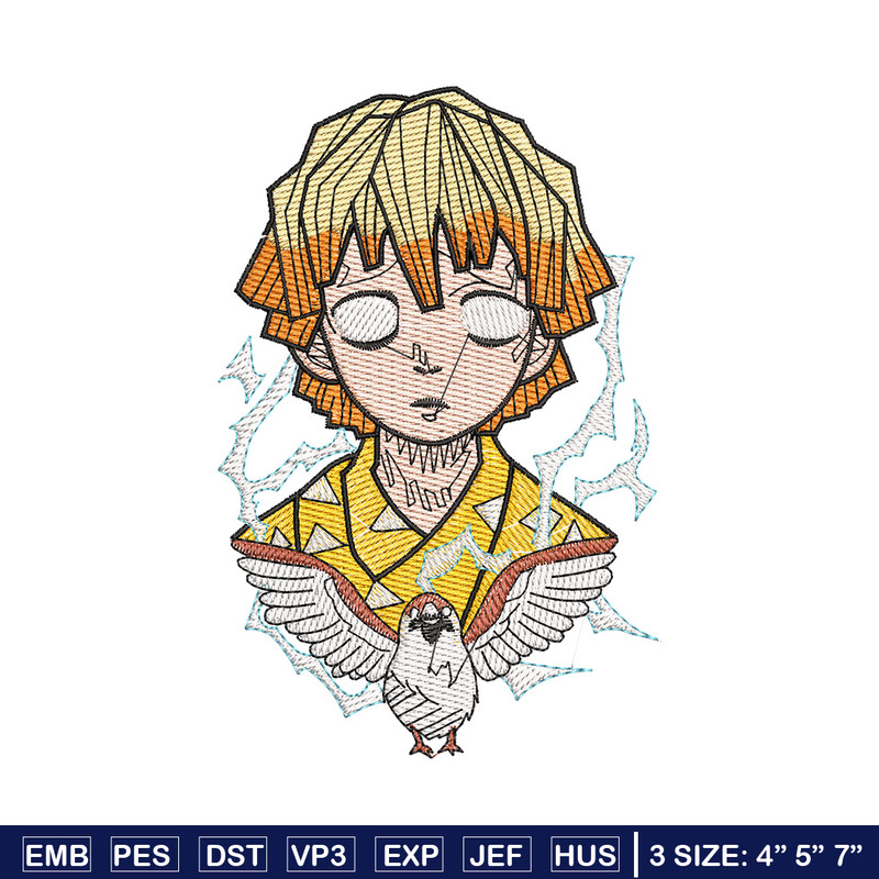 Zenitsu bird embroidery design, Zenitsu embroidery, Anime design, Embroidery shirt, Embroidery file, Digital download.jpg