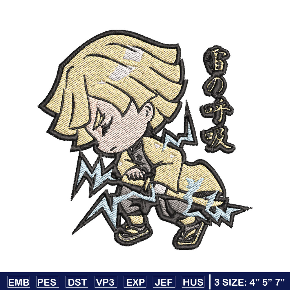 Zenitsu chibi embroidery design, Zenitsu embroidery, Anime design, Embroidery shirt, Embroidery file, Digital download.jpg