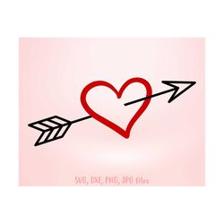 heart with arrow svg, valentines day svg, hand drawn heart svg, love arrow heart svg, love symbol | includes svg dxf png